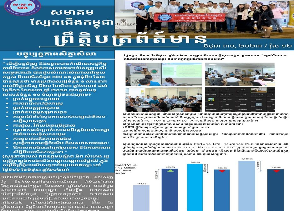Cambodia Footwear Association Newsletter on June 2023